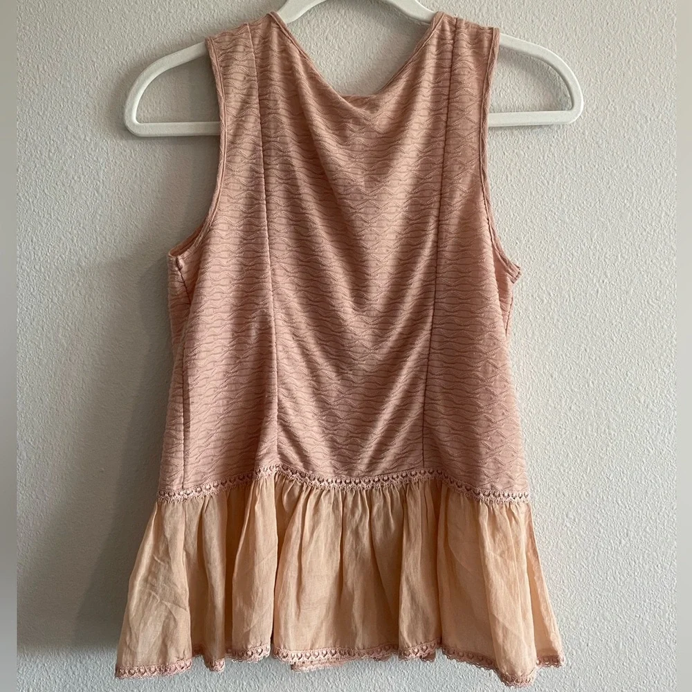 Free People ‘Sweetie Pie’ Ruffle Peplum Tank Top Women’s XS Peach Lace Coquette